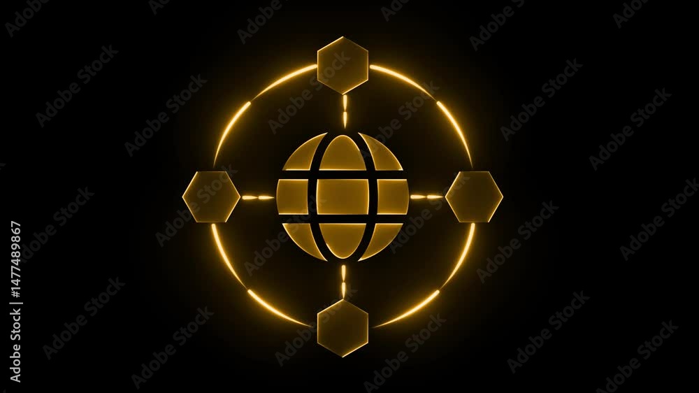 Aufkleber glowing neon global network connection background. world map. high-speed internet technology concept