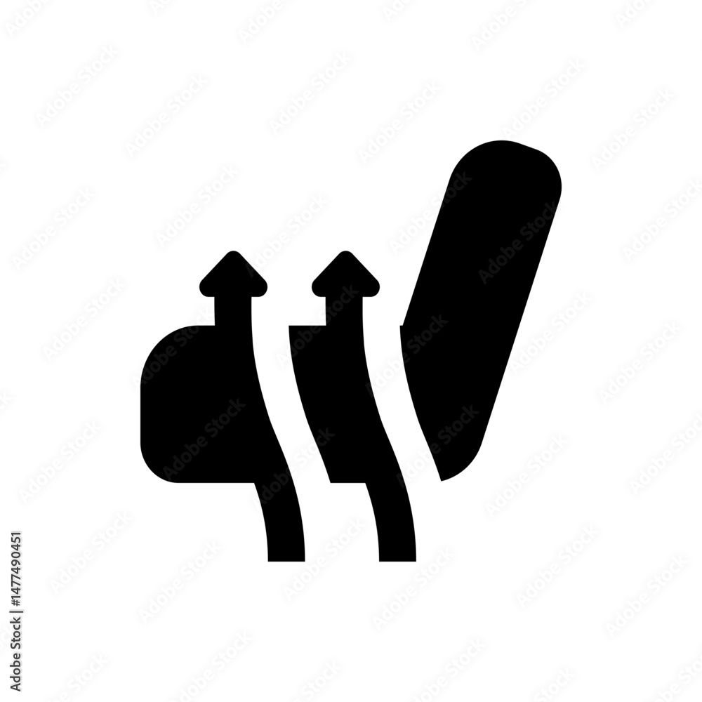 Poster three black arrows pointing upwards with curved paths and a solid black shape on the right side imag