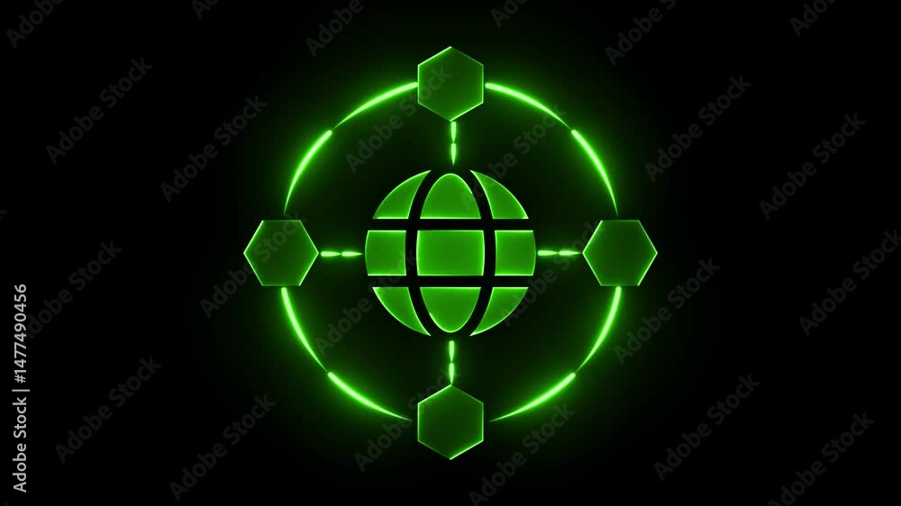 Aufkleber glowing neon global network connection background. world map. high-speed internet technology concept