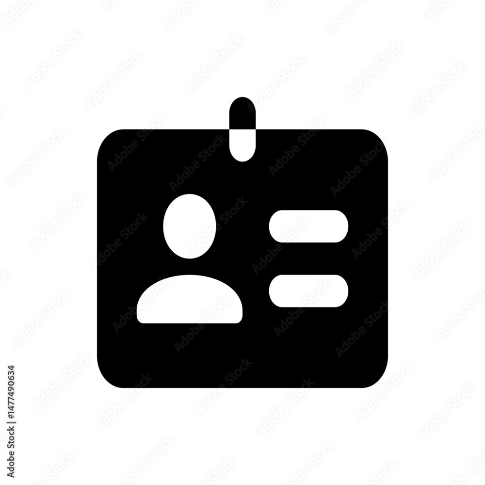 Poster identification card with a person icon and two lines of text in black and white colors design vector