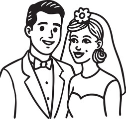 Romantic couple illustration with woman holding man’s arm, perfect for love themes, wedding visuals, and relationship artwork