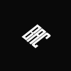 BAC letter logo design on black background.