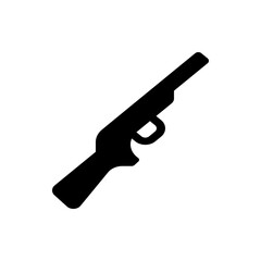 Illustration of a black shotgun with a handle and trigger guard on a white background in a simple style