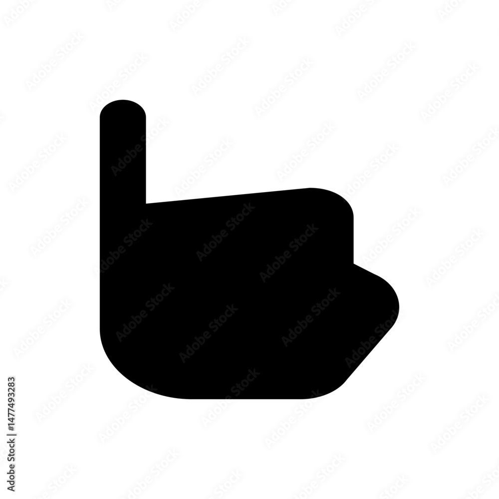 Poster illustration of a black hand with the index finger pointing upwards on a white background design ele