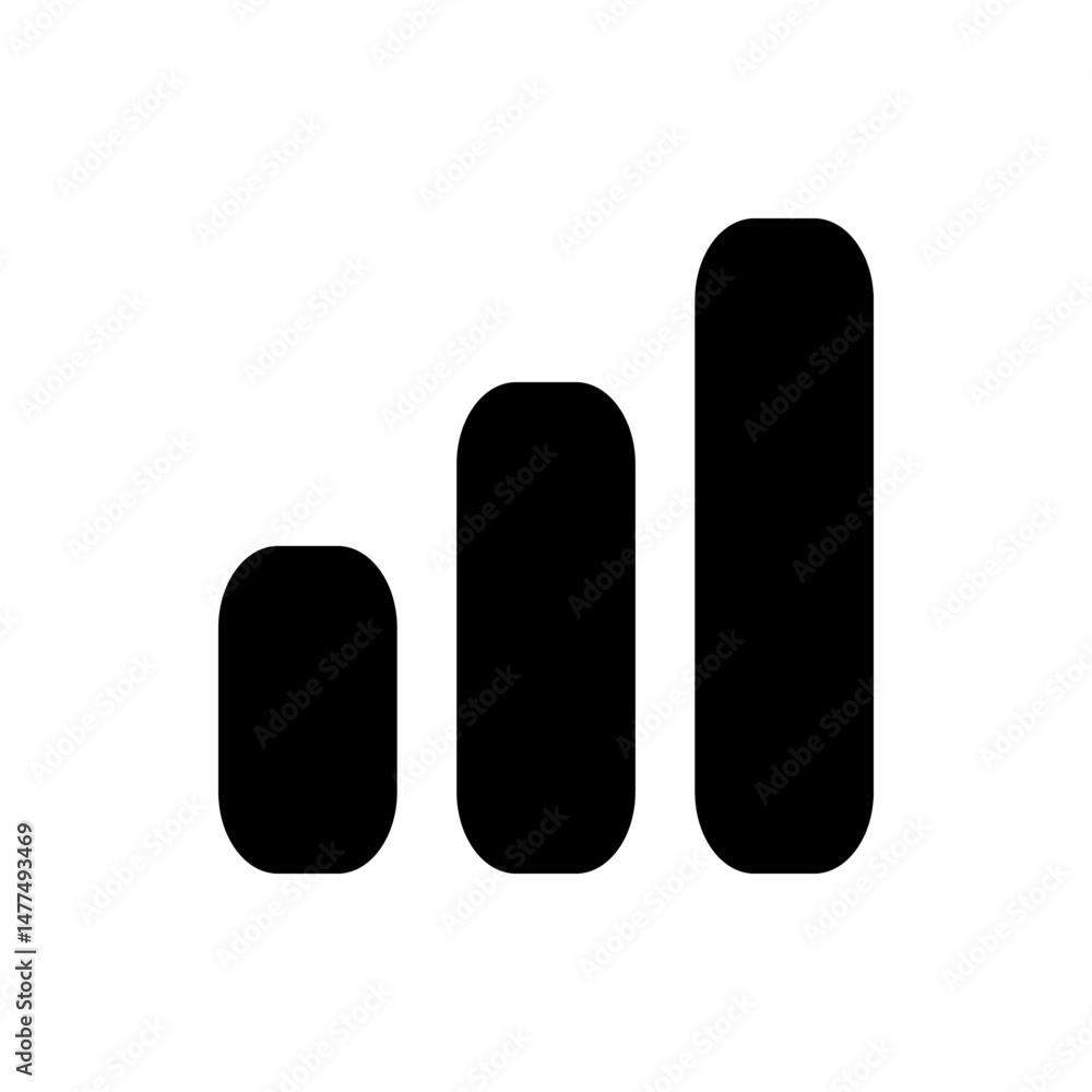 Poster three black bars of increasing height arranged in a row against a white background illustration styl