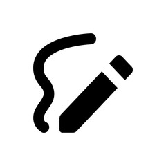 Illustration of a smoking cigarette with visible smoke in a simple black and white color scheme icon style