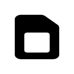 Illustration of a black sim card with a white square cut out against a white background in vector format