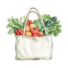 Fresh vegetables and fruits arranged in a reusable bag showcasing organic produce for healthy living