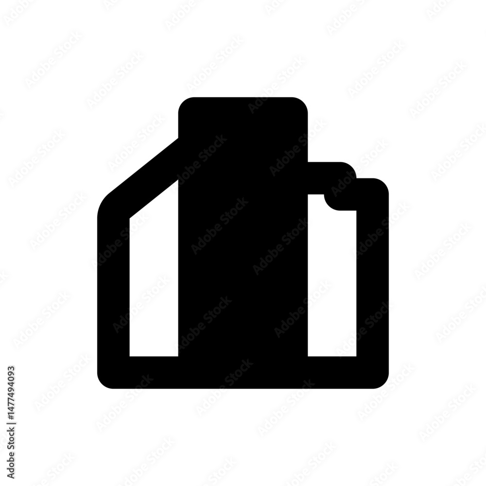 Poster illustration of a black document icon with a folded corner and a flat base on a white background vie