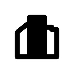 Illustration of a black document icon with a folded corner and a flat base on a white background view