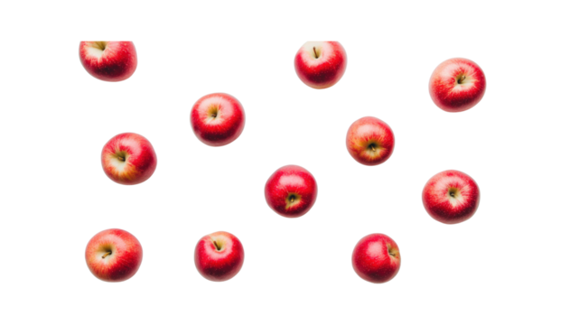 Scattered Red Apples on Transparent Background - Fresh Fruit Pattern