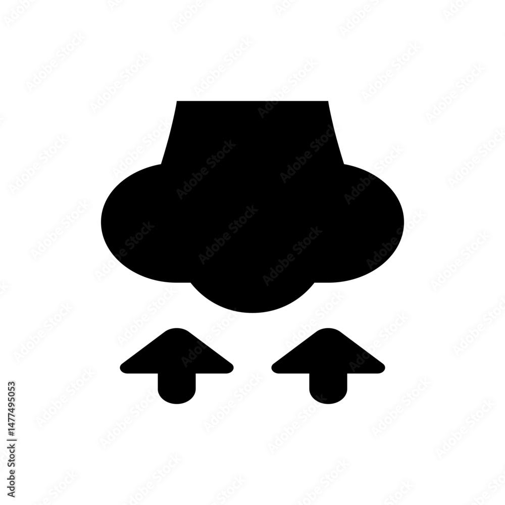 Poster black silhouette of a nose with nostrils and two arrows pointing upwards on a white background view