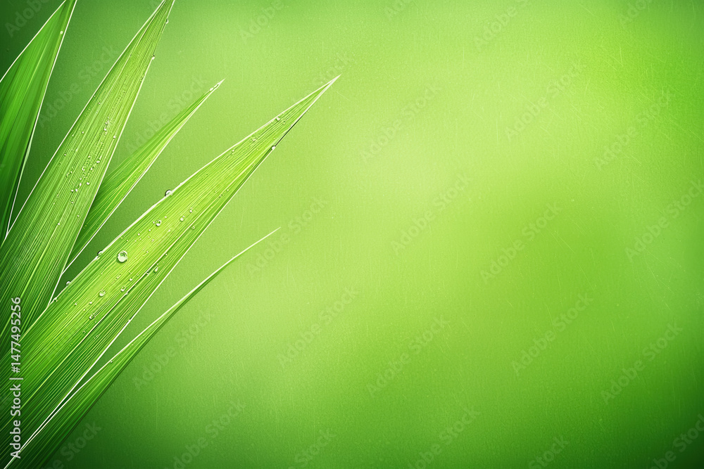 Aufkleber fresh green background adorned with glimmering water droplets on grass creating a refreshing and nat