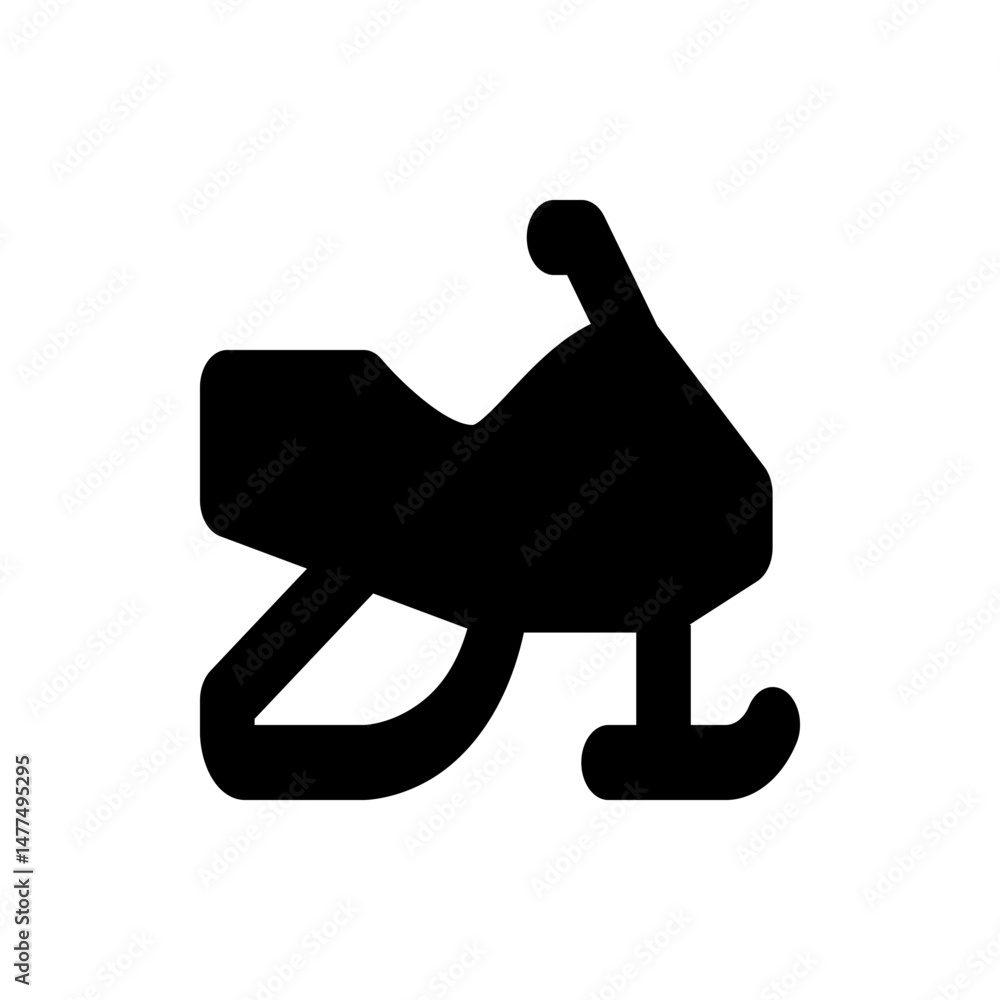 Aufkleber silhouette of a snowmobile with visible track and handlebar showing winter recreational vehicle desi