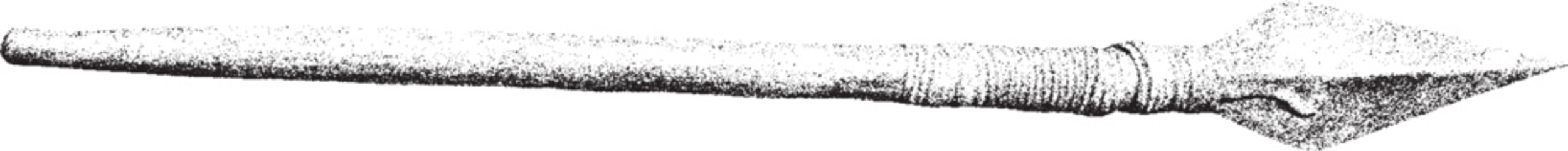 Black and White Xerox Effect Vector Illustration of a Neolithic Stone Hand Axe Tool Artifact Prehistoric Archaeological Find History Anthropology Paleolithic Era Vintage Distressed Style Graphic