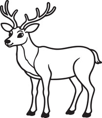 Fototapeta premium Graceful standing deer outline illustration, perfect for wildlife designs, woodland decor, and rustic nature art