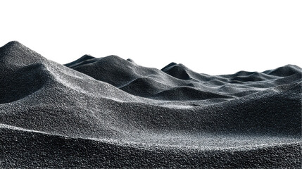 Stunning black sand dunes under soft light. transparent background