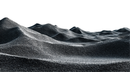 Stunning black sand dunes under soft light. transparent background