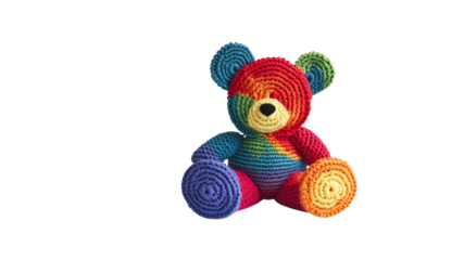 Multicolored Crochet Teddy Bear Toy