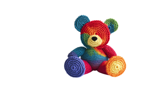 Multicolored Crochet Teddy Bear Toy