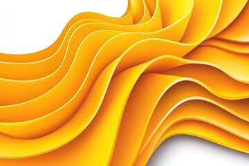 Dynamic, vibrant,  yellow  flowing  ripples.  Layered, 3D  abstract  shapes  with  soft  shadows