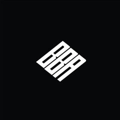 BBA letter logo design on black background.