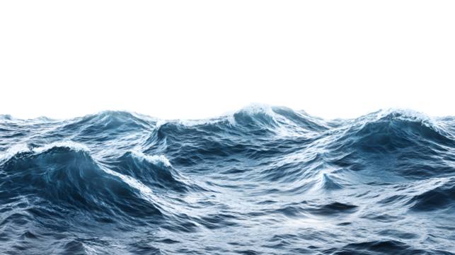 Ripple Effect: Tranquil Blue Water Surface with Gentle Waves on White Background