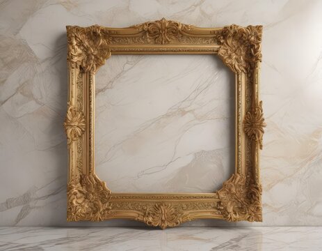 Intricately engraved golden frame against polished marble,  luxury,  prestigious