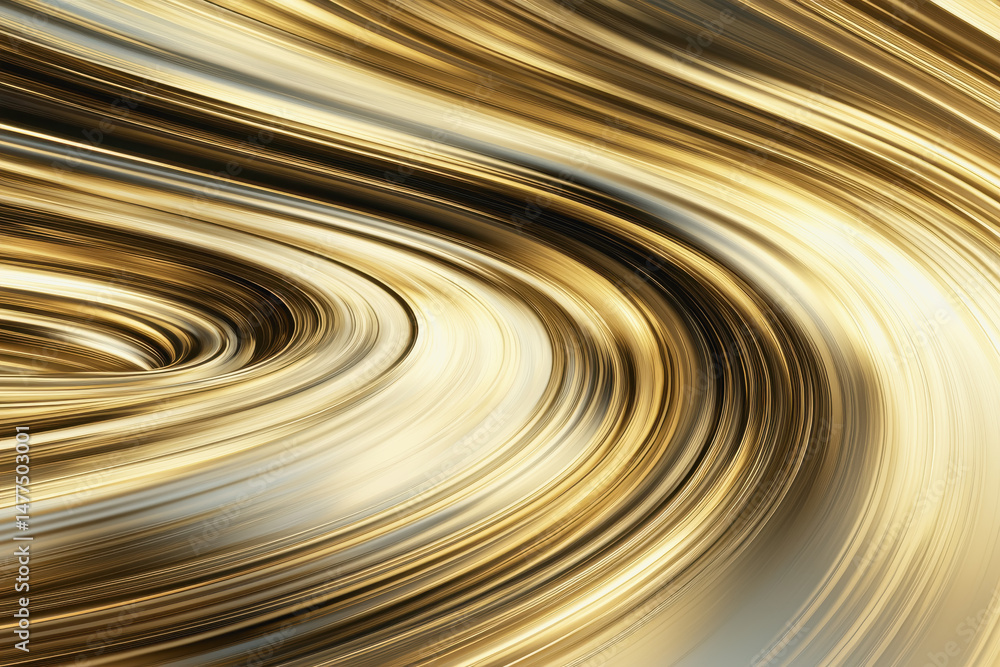Poster artistic gold swirl capturing the fluid motion of ocean waves as they curl and crash against the sho