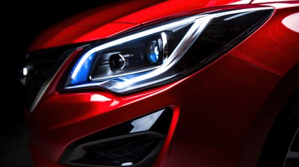 Red Car Headlight Detail