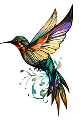 Isolated Abstract Colorful Hummingbird Illustration