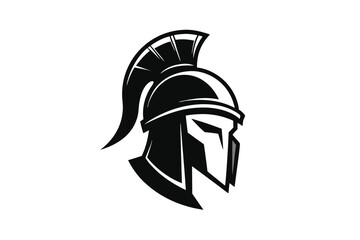 Spartan warrior head in black silhouette showcases a classic helmet and strong contour lines