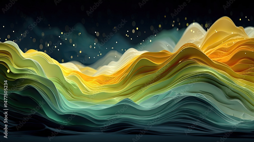 Poster dynamic gradient fluid motion art design abstract landscape digital creation artistic environment
