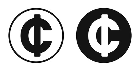 Cedi signs vectors. flat and stroke versions