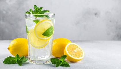 Fototapeta premium fresh lemonade with lime and mint