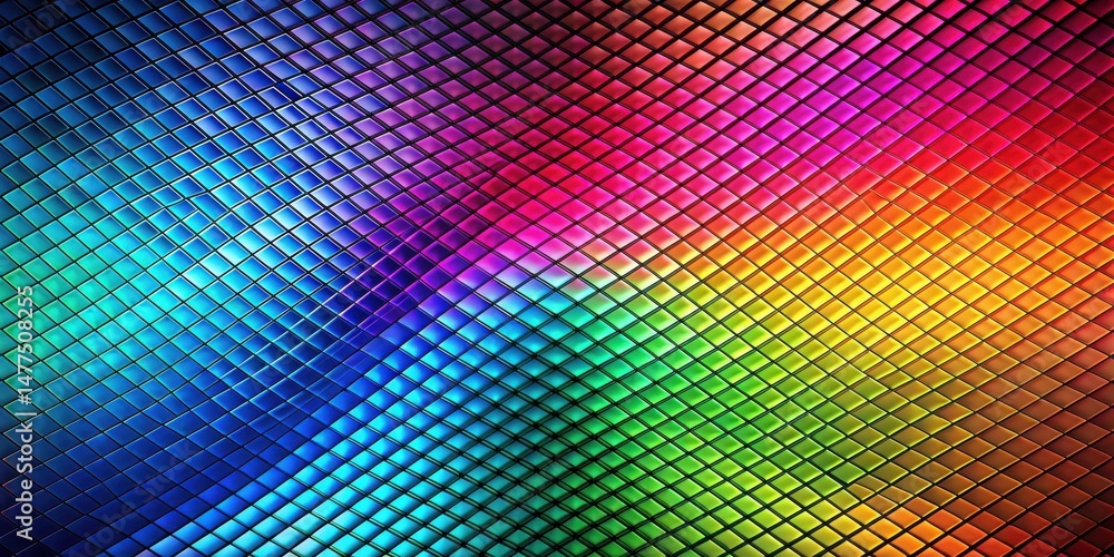 Leinwandbilder abstract vibrant rainbow grid pattern a colorful geometric design featuring interlocking squares wit