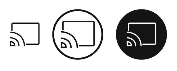 Screencast icons in line art painting concept