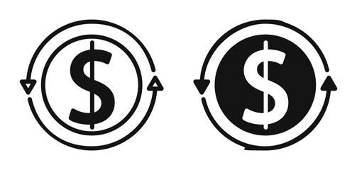 Refund icons in line art painting concept