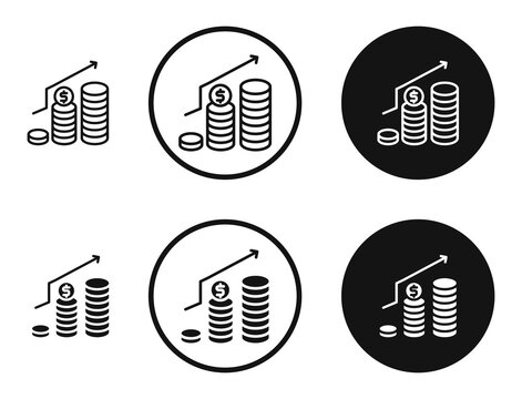 Revenue icons in line art painting concept