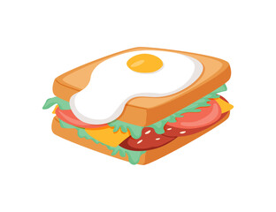 Sandwich Icon Vector Design. Sandwich with fresh lettuce, tomato, ham, and cheese. Tasty hot food, restaurant, salami