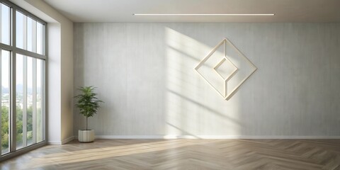 Modern Minimalist Room Interior Design with Natural Light and Geometric Wall Decor