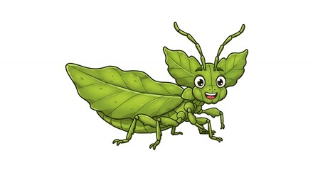 Obraz premium Cartoon leaf insect illustration