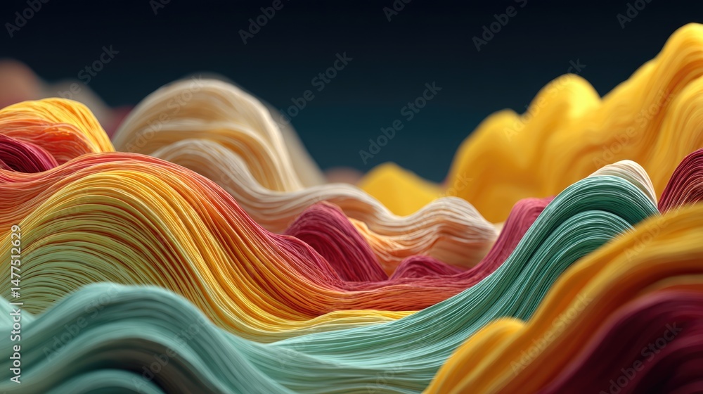 Poster dynamic gradient fluid motion abstract design digital artwork colorful waves conceptual environment