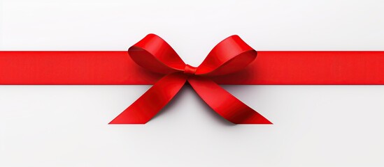 Red Satin Bow on a White Background