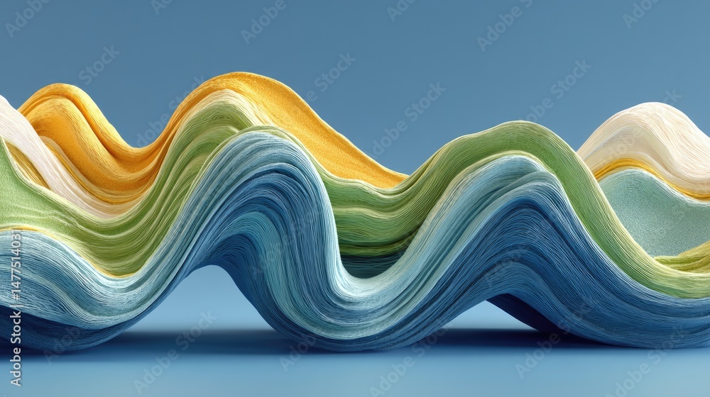 Poster dynamic fluid motion design abstract wave patterns creative art installation tranquil environment