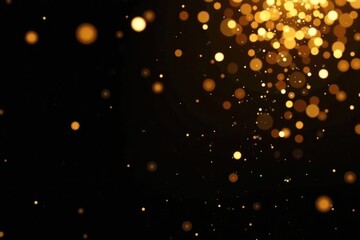 Golden confetti bursts against a black background, creating a celebratory, luxurious feel , golden glitter, event