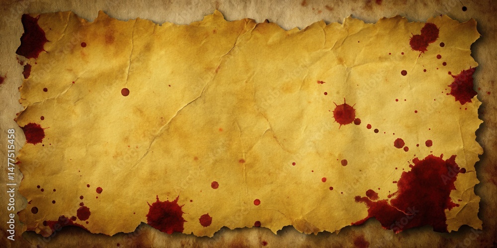 Poster ancient parchment with crimson stains a grungy, textured background ideal for mysterious and intrigu