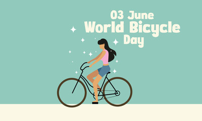  World Bicycle Day design illustration. World Bicycle Day. Eco-Friendly Cycling Poster with Line Art Bike. 
