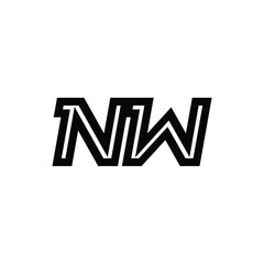 Obraz premium NW monogram logo design letter text name symbol monochrome logotype alphabet character simple logo