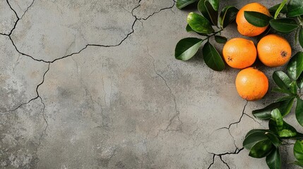 Rotting fruit on cracked concrete with mold patterns, symbol of neglect